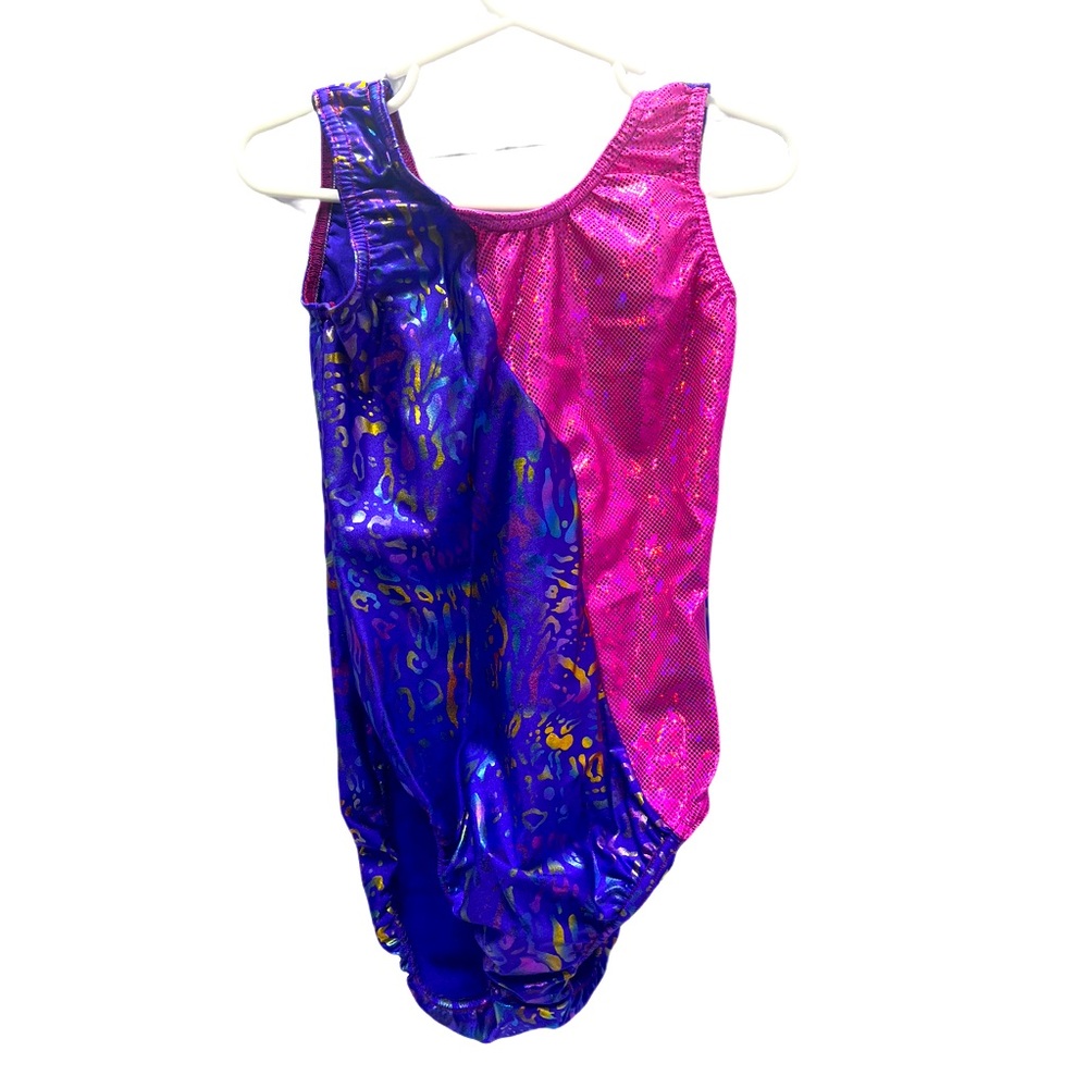 Lavalune Girls Purple Pink Shimmer Dance Gymnastics Leotard sz L